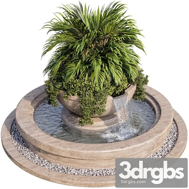Plant and fountain 01 3D Model Download