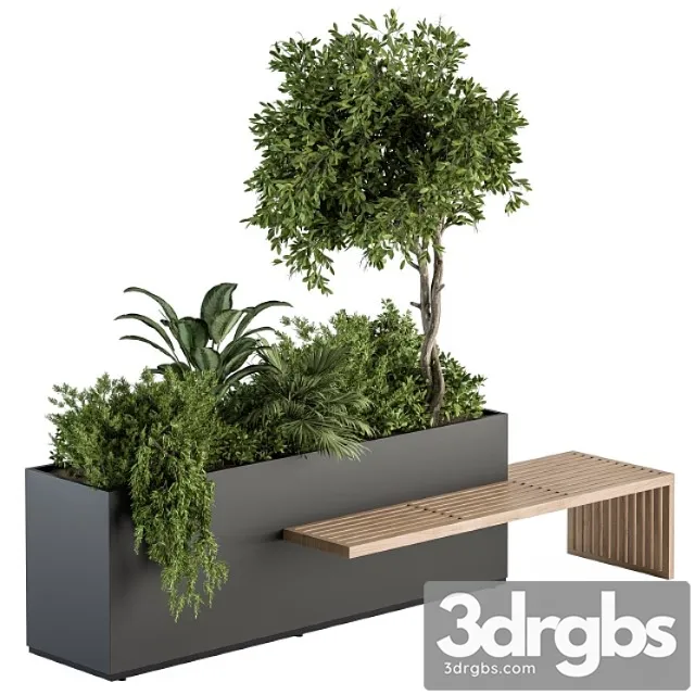 plant box with bench – set 28 3D Model Download