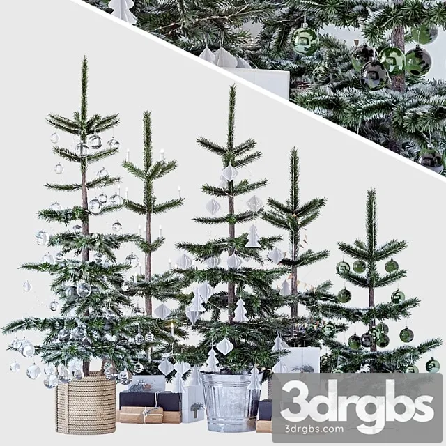 Plant Christmas tree set 1 3D Model Download