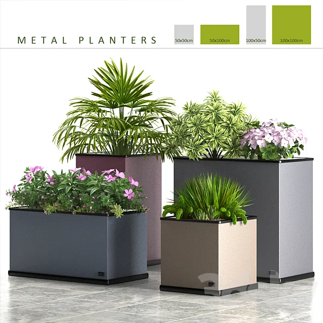 PLANTS 58_METAL PLANTERS 3D Model PLANTS 58_METAL PLANTERS 3D Model