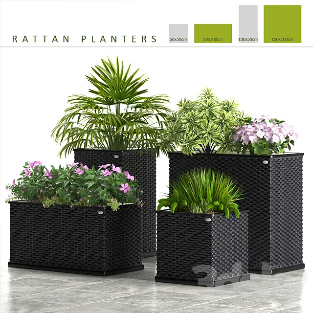 PLANTS 58_RATTAN PLANTERS 3D Model PLANTS 58_RATTAN PLANTERS 3D Model