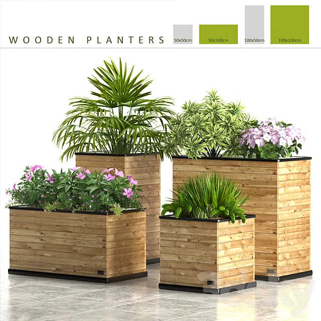 PLANTS 58_WOODEN PLANTERS 3D Model PLANTS 58_WOODEN PLANTERS 3D Model