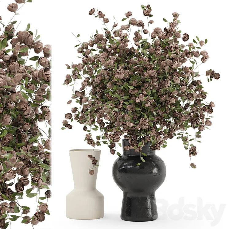 Plants Bouquet Collection In Concrete Pots – Set 1449 3D Model Free Download