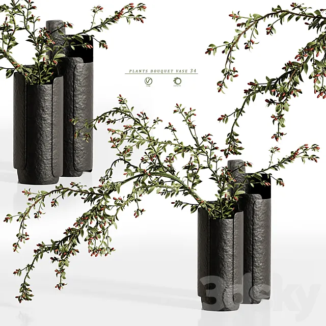 plants bouquet vase 34 3D Model plants bouquet vase 34 3D Model