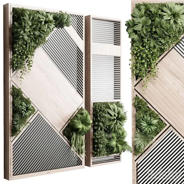 Plants set partition in wooden frame- Vertical graden wall decor box 29 3D Model Plants set partition in wooden frame- Vertical graden wall decor box 29 3D Model