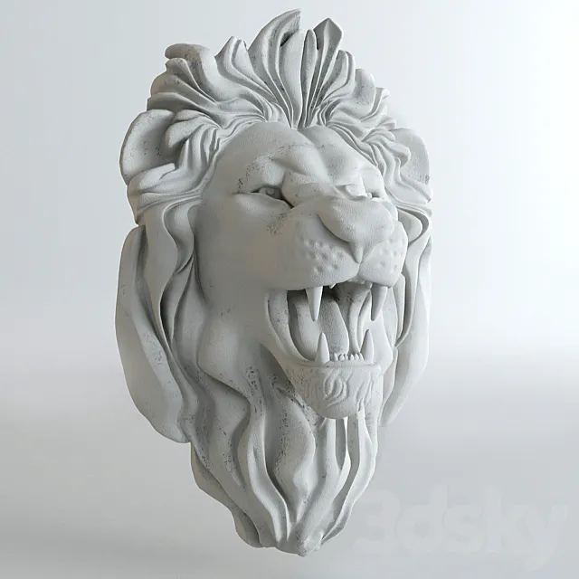 Plaster head of a lion 3DModel