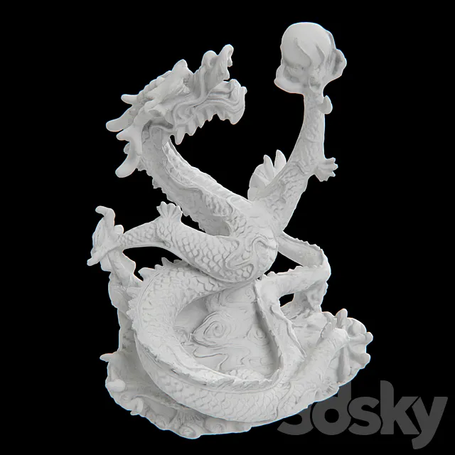 Plaster sculpture of a dragon 3D Model