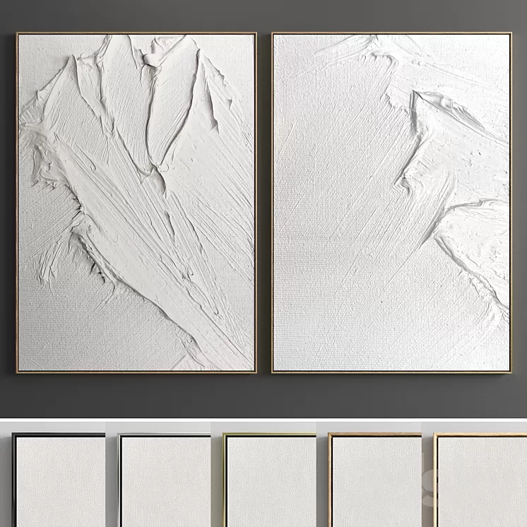 Plaster Two Photo Frame E-07 3D Model Free Download