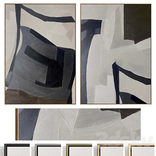 Plaster Two Photo Frames D-512 3D Model