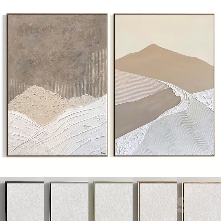 Plaster Two Photo Frames T-360 3D Model Free Download