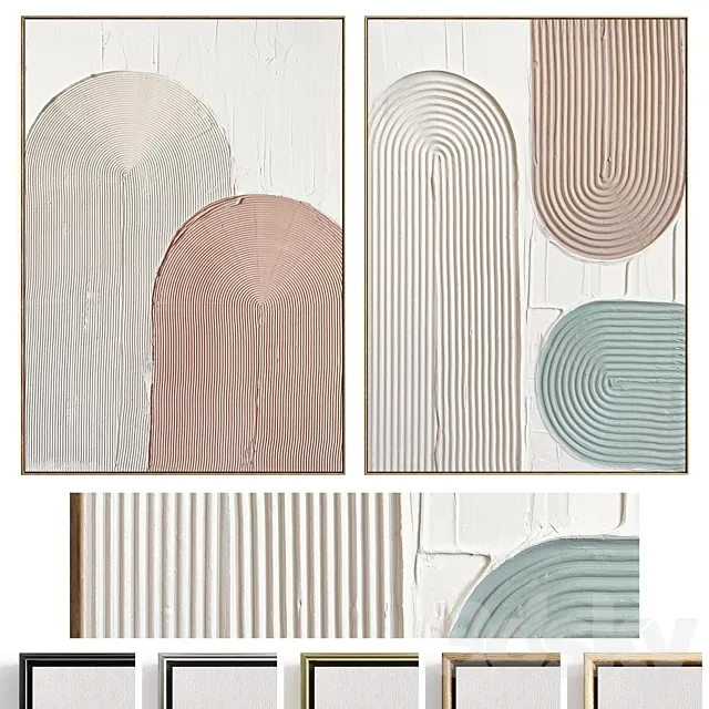 Plaster Two Photo Frames T-479 3D Model