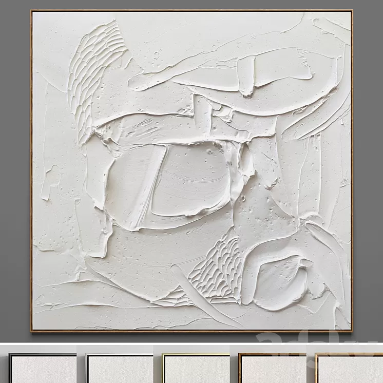 Plaster two square photo frames 04 3D Model Free Download