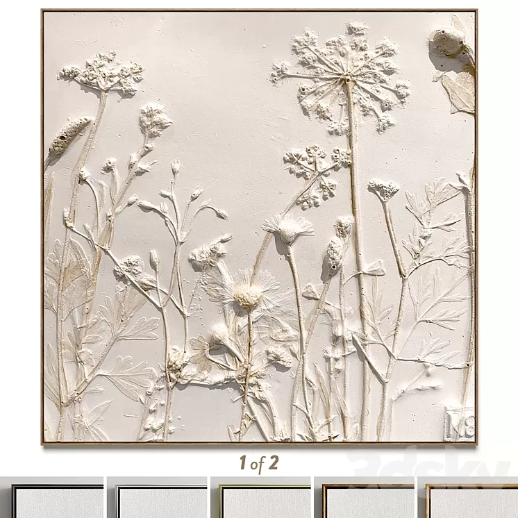 Plaster two square photo frames 68 3D Model Free Download