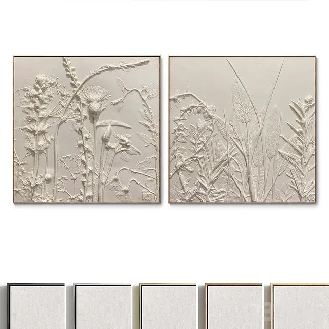 Plaster two square photo frames D-176 3D Model