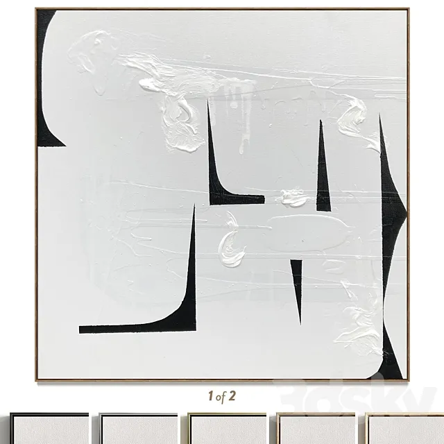 Plaster two square photo frames D-182 3D Model