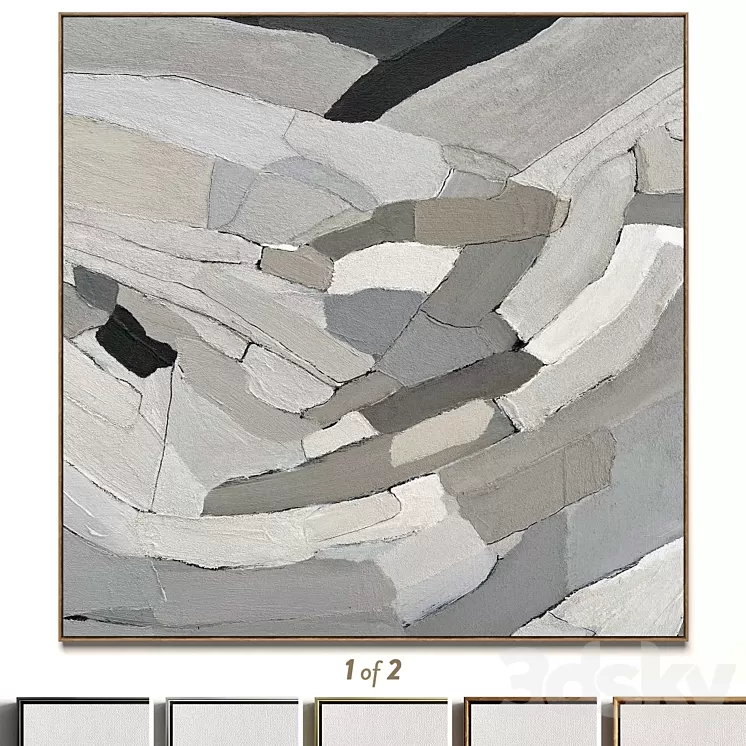 Plaster two square photo frames R-54 3D Model Free Download