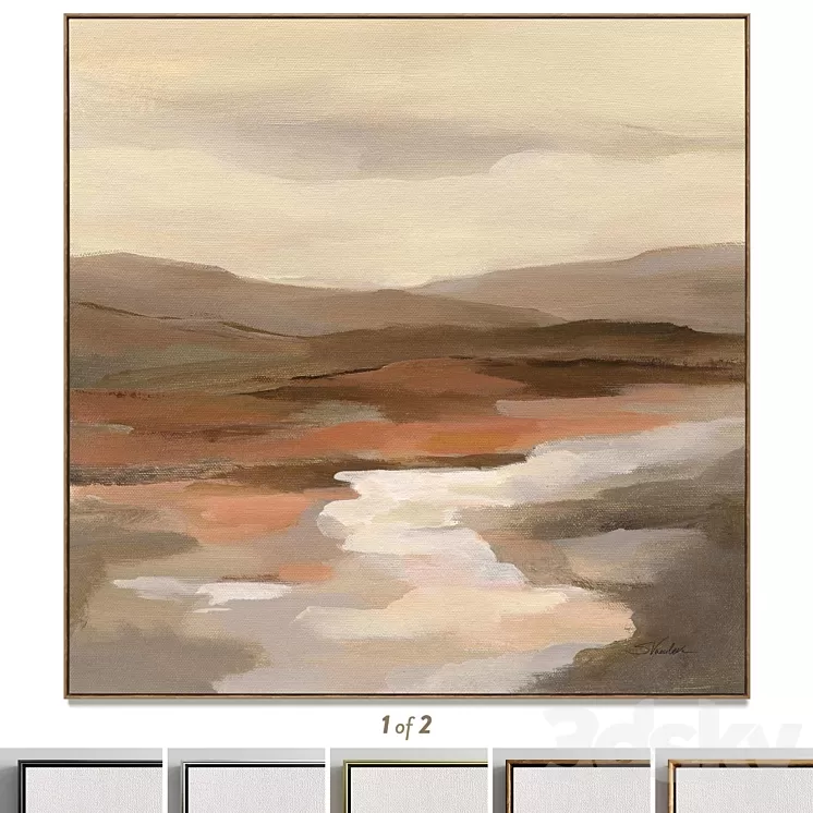 Plaster two square photo frames T-147 3D Model Free Download