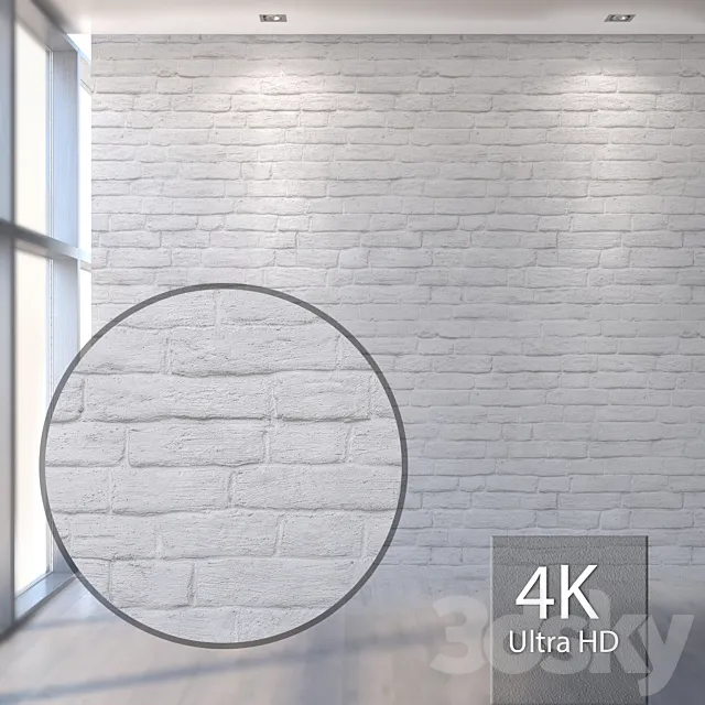 Plastered White Brick Wall 1048 3D Model Plastered White Brick Wall 1048 3D Model