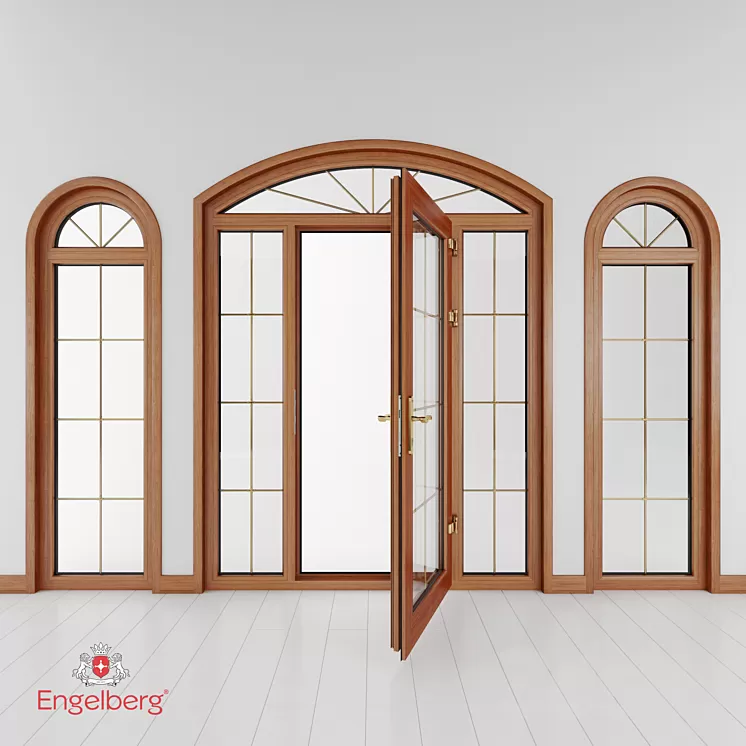 Plastic door and window with muntin bars 3D Model