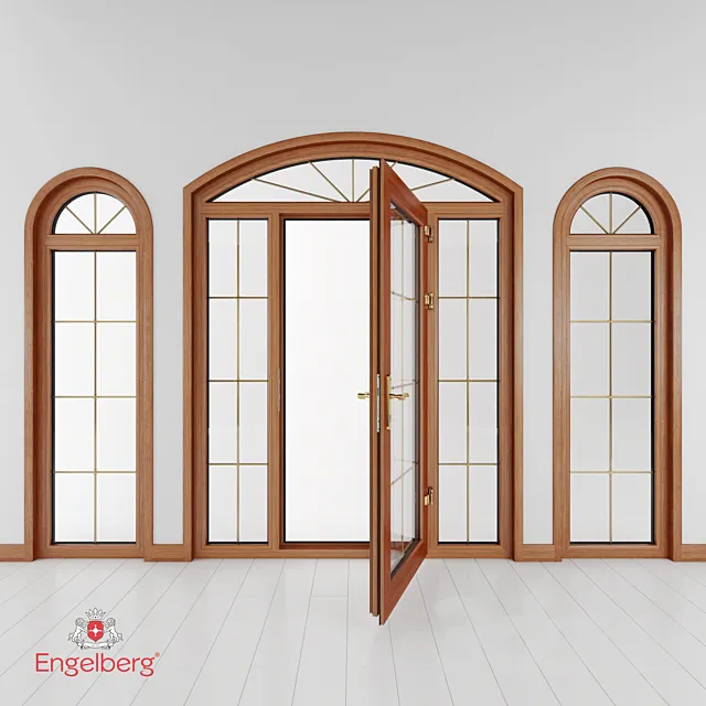 Plastic door and window with muntin bars 3DModel