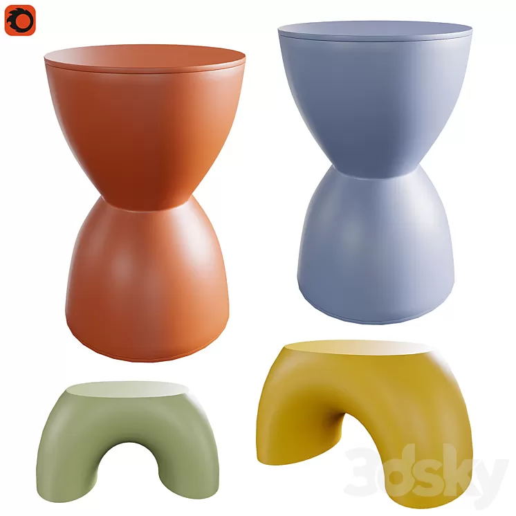 Plastic stool and children's stool 3D Model