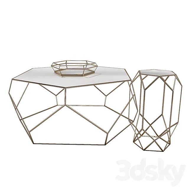 Platonic Antique Gold Side Table 3D Model Platonic Antique Gold Side Table 3D Model