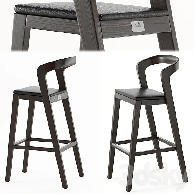 Play Barstool High Solid American Walnut by Wildspirit 3D Model Play Barstool High Solid American Walnut by Wildspirit 3D Model