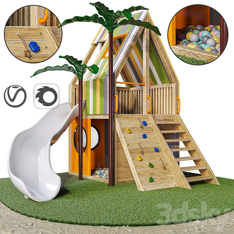 play house | House for nursery \/ playroom 3D Model Free Download