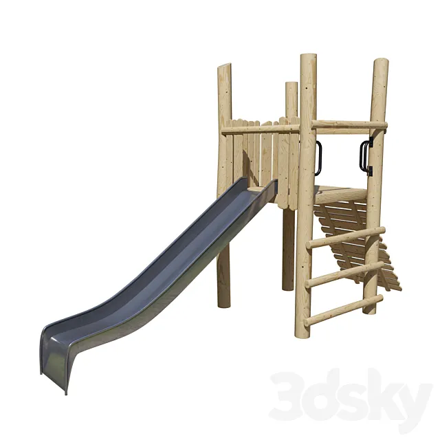 Play platform with slide and ramp 3D Model Play platform with slide and ramp 3D Model