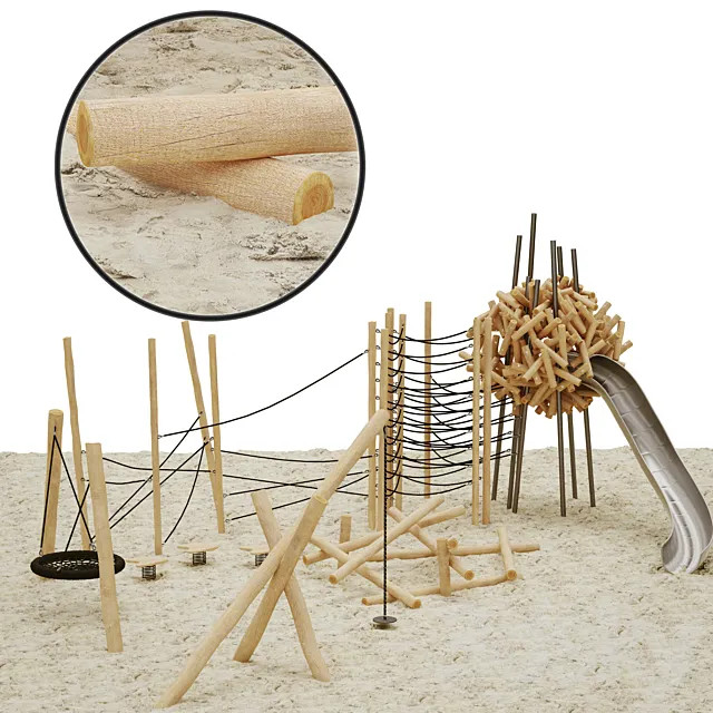 Playground made of logs 3D Model Playground made of logs 3D Model