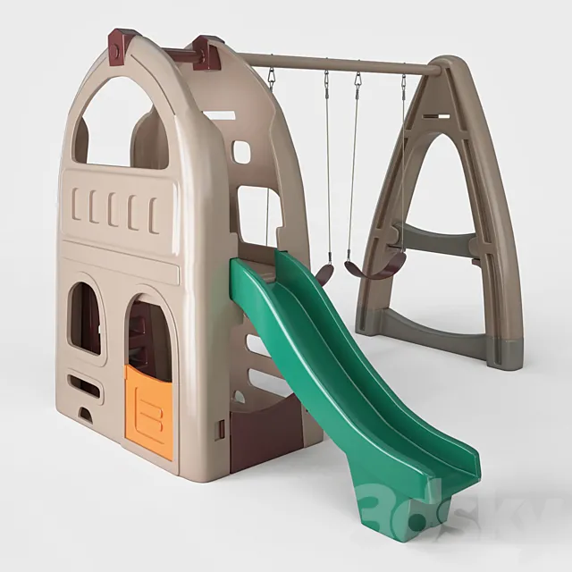 Playhouse Climber & Swing Set 3D Model Playhouse Climber & Swing Set 3D Model