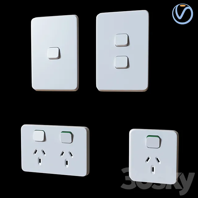Plugs & Switches Australian Clipsal Iconic Series 3D Model