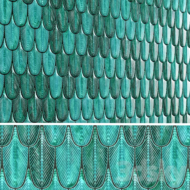 Plumage Feather Mosaic Tiles 3D Model Plumage Feather Mosaic Tiles 3D Model