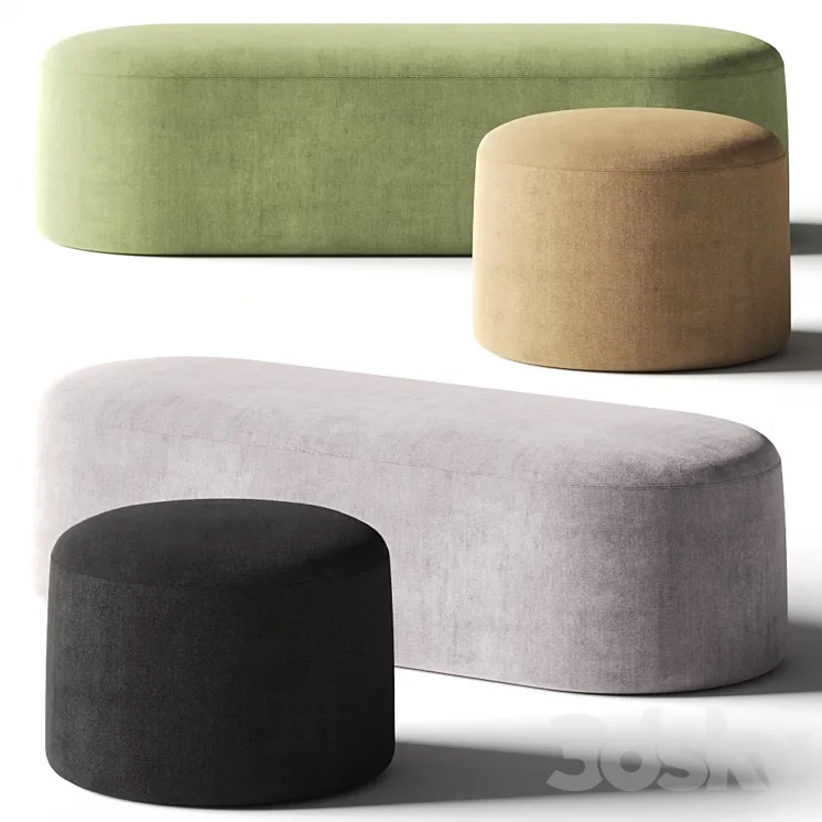 PlusHalle Proto Pouf & Bench 3D Model Free Download