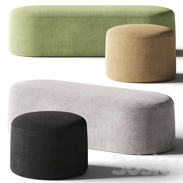 PlusHalle Proto Pouf & Bench 3DModel PlusHalle Proto Pouf & Bench 3DModel