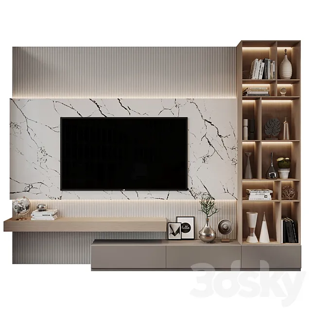 Plywood Tv Shelf KTV089 3D Model Plywood Tv Shelf KTV089 3D Model