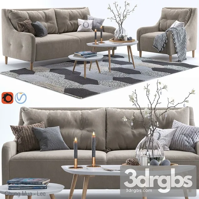 Pohjanmaan Jenson Armchair And Sofa 01 3D Model Download Pohjanmaan Jenson Armchair And Sofa 01 3D Model Download