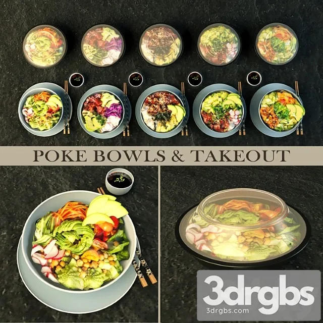 Pokebowl and takeout 3D Model Download