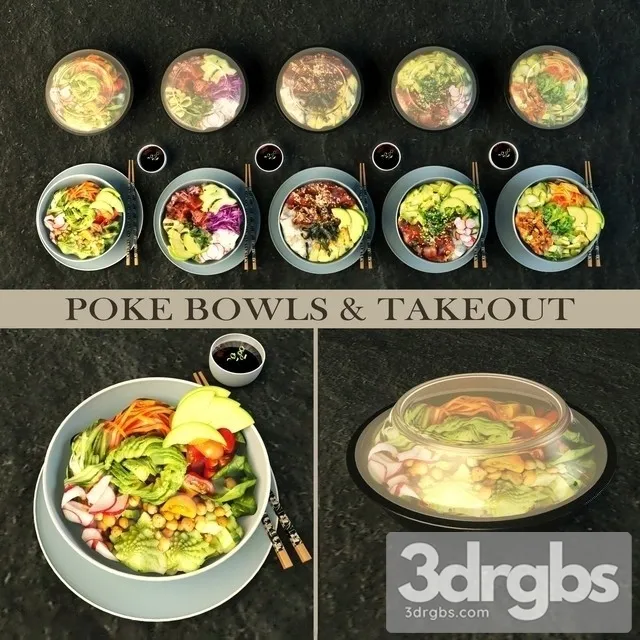 Pokebowl and takeout 3D Model Download