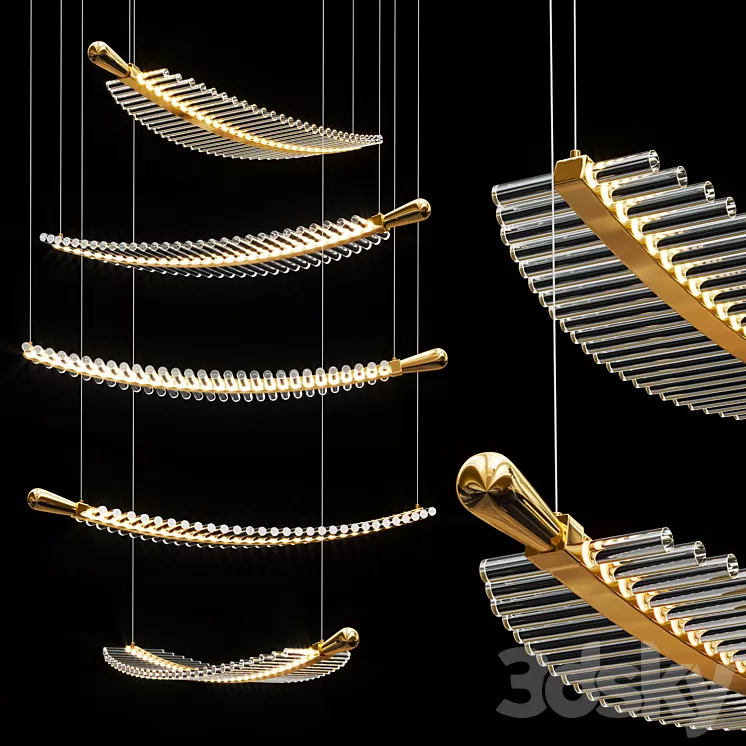 Pokinis Feather Modern Spiral Chandelier 3D Model Pokinis Feather Modern Spiral Chandelier 3D Model