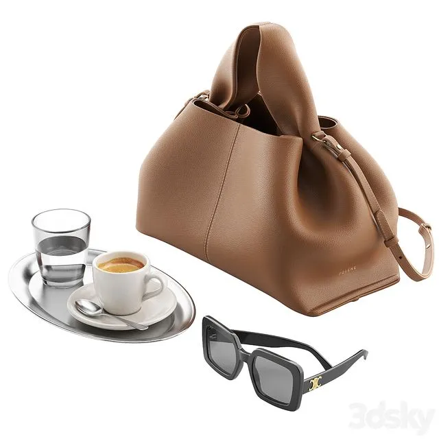 Polene Bag & Steel Tray 3D Model Polene Bag & Steel Tray 3D Model