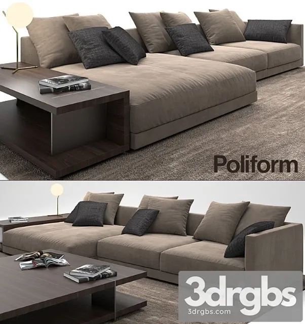 Poliform bristol sofa 3 3D Model Download Poliform bristol sofa 3 3D Model Download