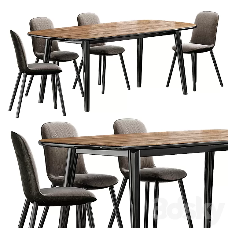 Poliform chair and table 3D Model