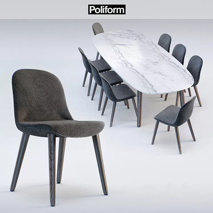 Poliform chair MAD DINNING Chair_ table MAD DINNING Table 3D Model Poliform chair MAD DINNING Chair_ table MAD DINNING Table 3D Model