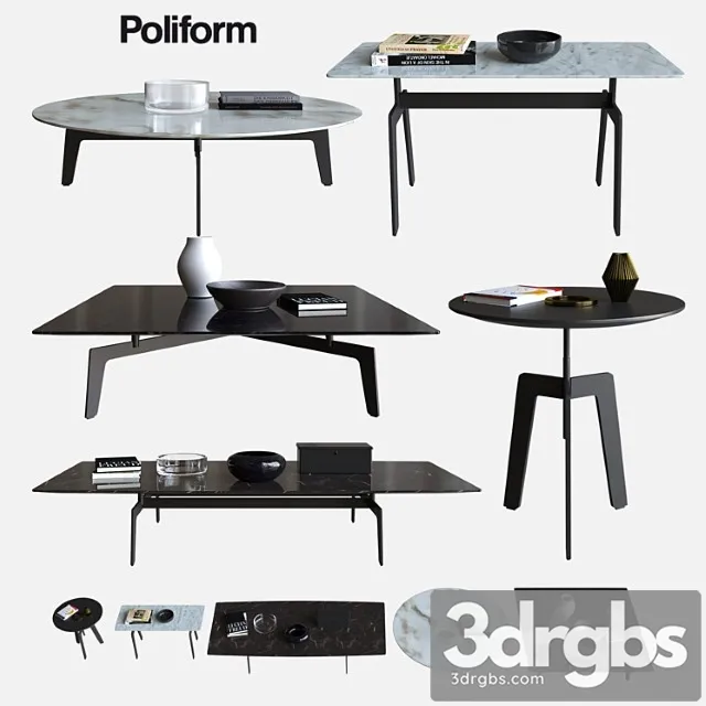 Poliform coffee tables tribeca 2 3D Model Download Poliform coffee tables tribeca 2 3D Model Download
