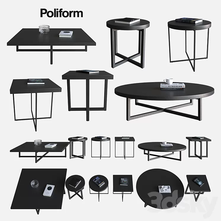 POLIFORM COFFEE TABLES YARD 3D Model POLIFORM COFFEE TABLES YARD 3D Model