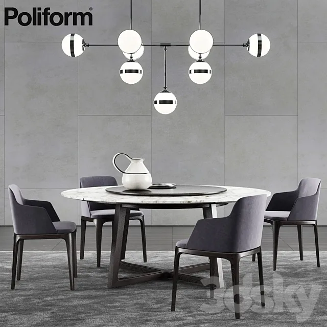 Poliform Concorde Table & Grace Chair 2 3DModel