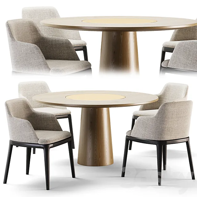 Poliform Dining set 3D Model Poliform Dining set 3D Model