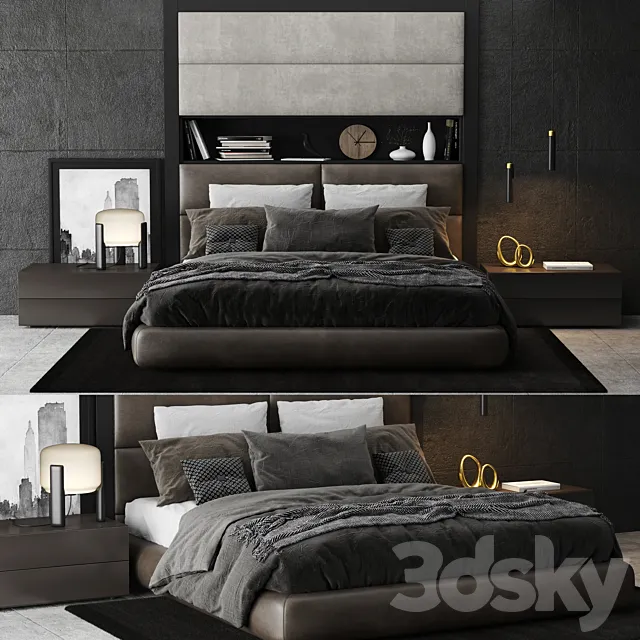Poliform Dream Bed Headboard B 3D Model Poliform Dream Bed Headboard B 3D Model