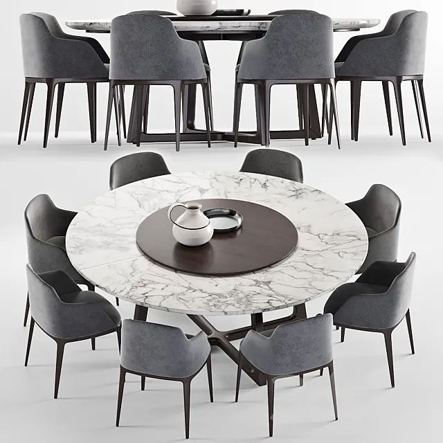 Poliform Grace chair & Concorde Round table 3D Model